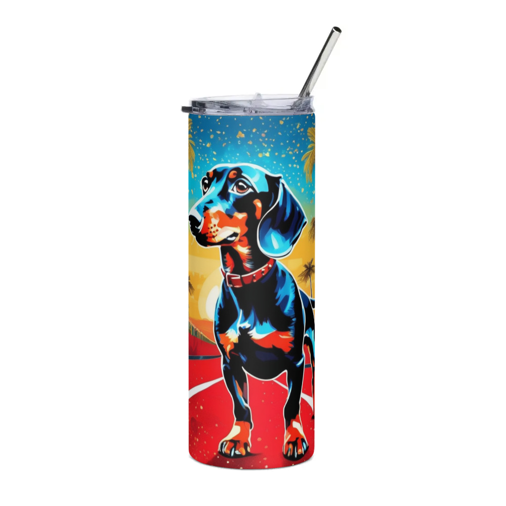 PugMug Custom Black Dachshund Stainless Steel Tumbler