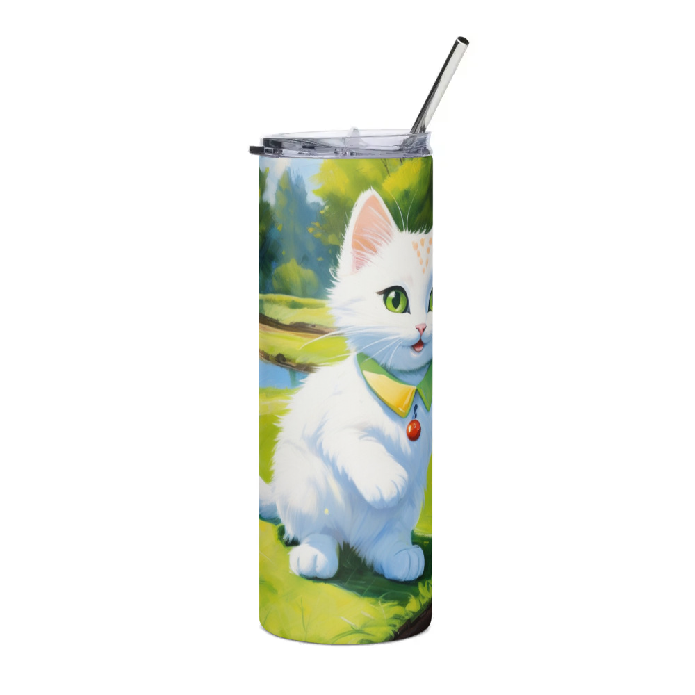 PugMug Custom White Companion Cat Stainless Steel Tumbler