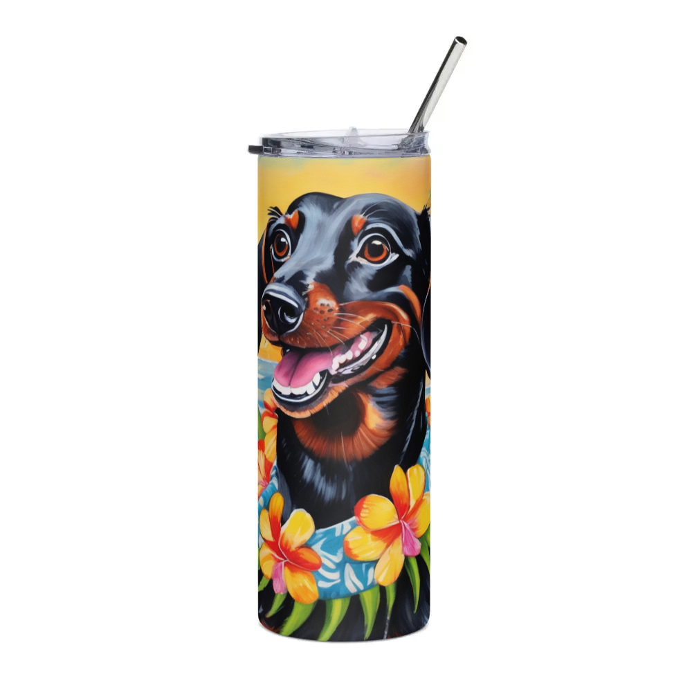 PugMug Custom Black Dachshund Stainless Steel Tumbler