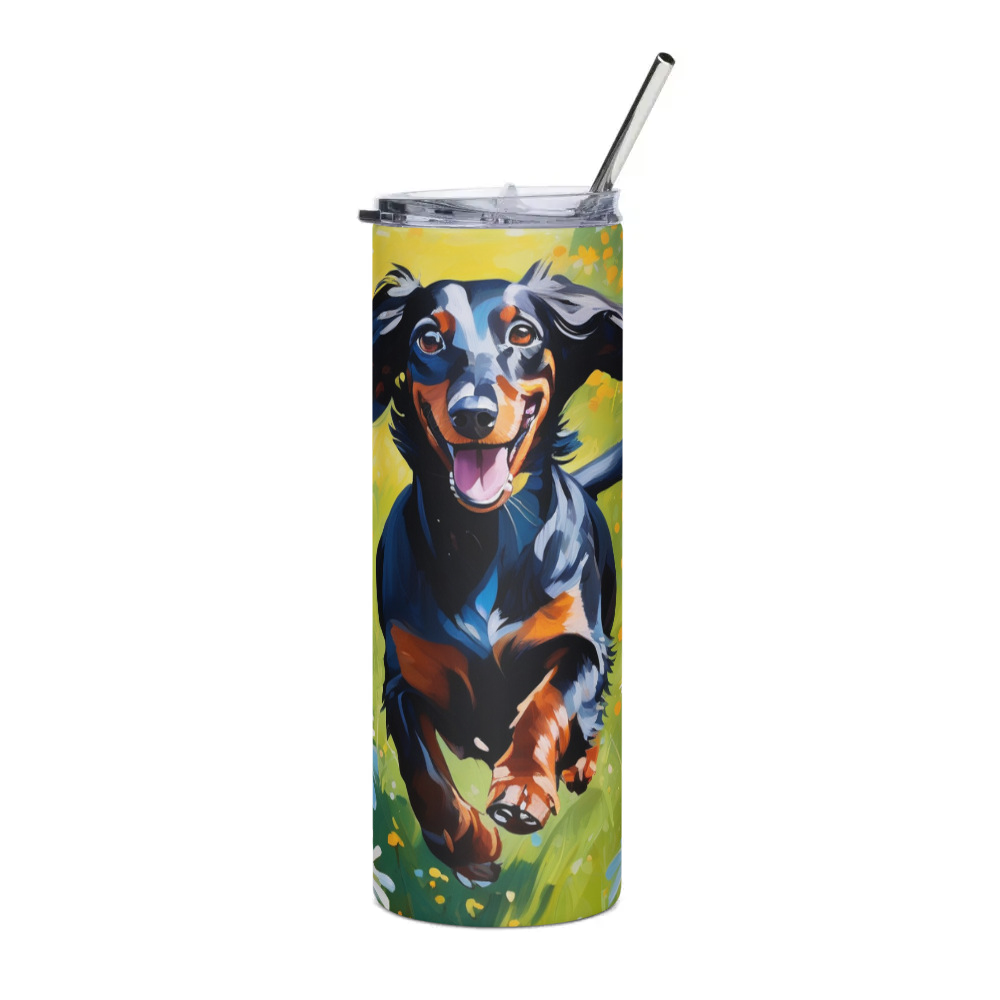 PugMug Custom Black Dachshund Stainless Steel Tumbler