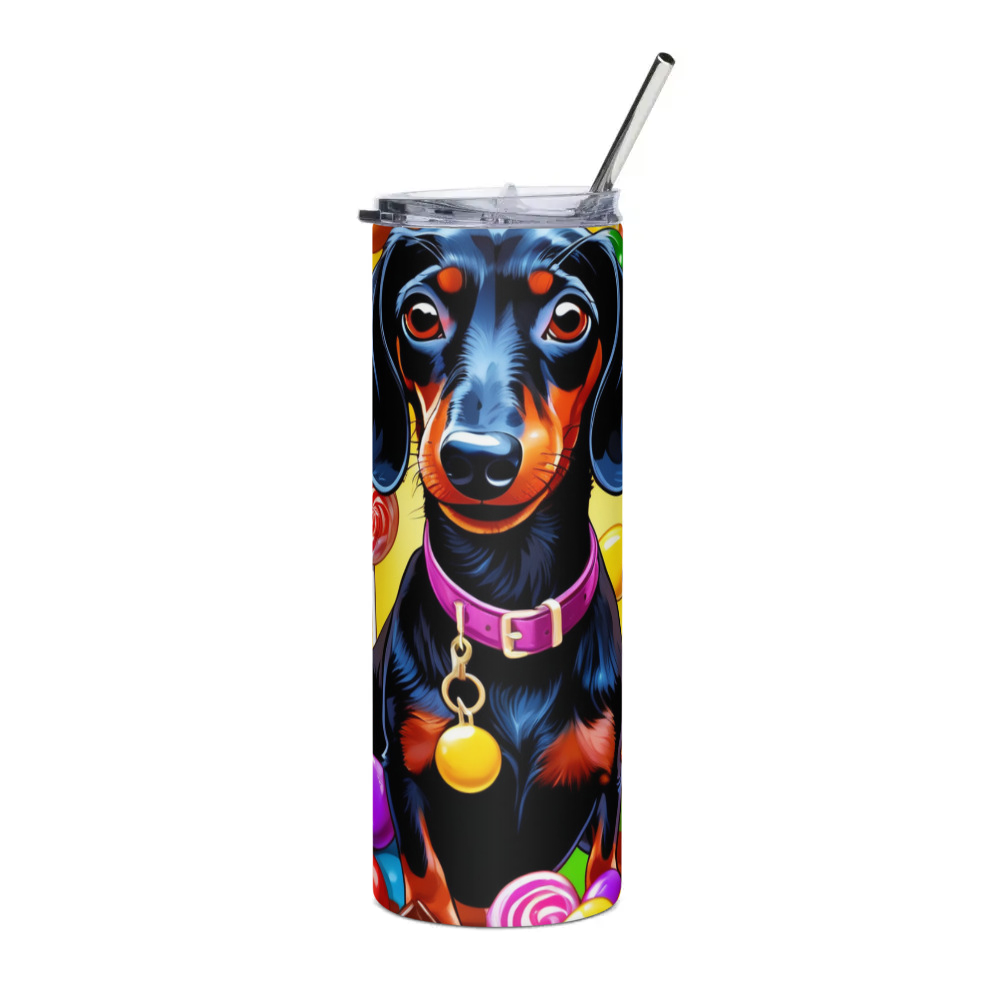 PugMug Custom Black Dachshund Stainless Steel Tumbler