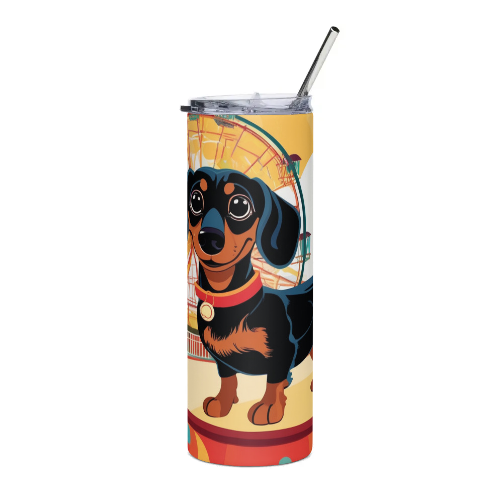 PugMug Custom Black Dachshund Stainless Steel Tumbler