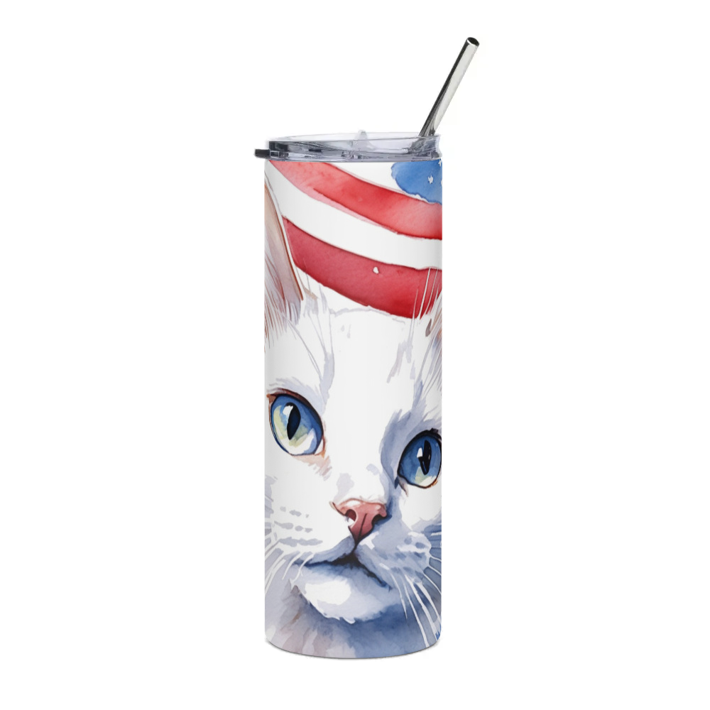 PugMug Custom White Companion Cat Stainless Steel Tumbler