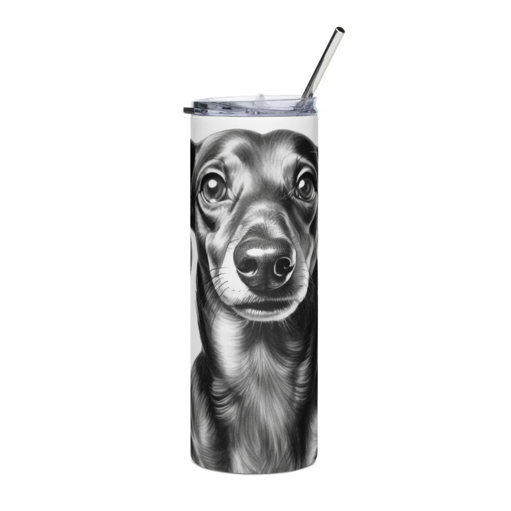 PugMug Custom Black Dachshund Stainless Steel Tumbler