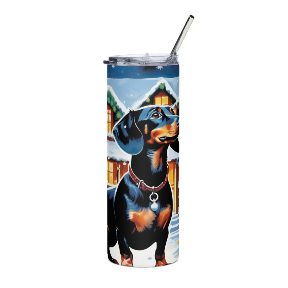 PugMug Custom Black Dachshund Stainless Steel Tumbler