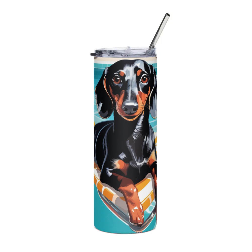 PugMug Custom Black Dachshund Stainless Steel Tumbler