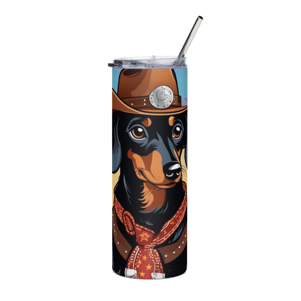 PugMug Custom Black Dachshund Stainless Steel Tumbler