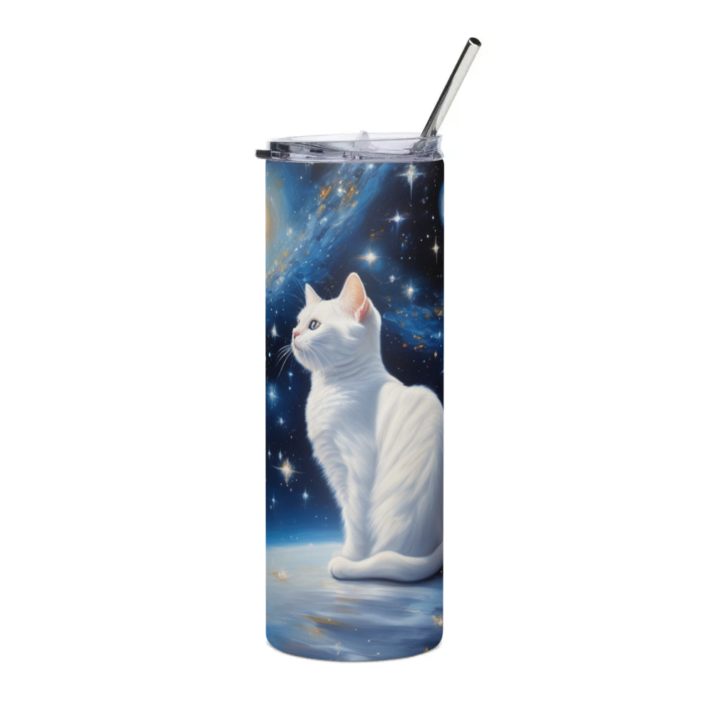 PugMug Custom White Companion Cat Stainless Steel Tumbler