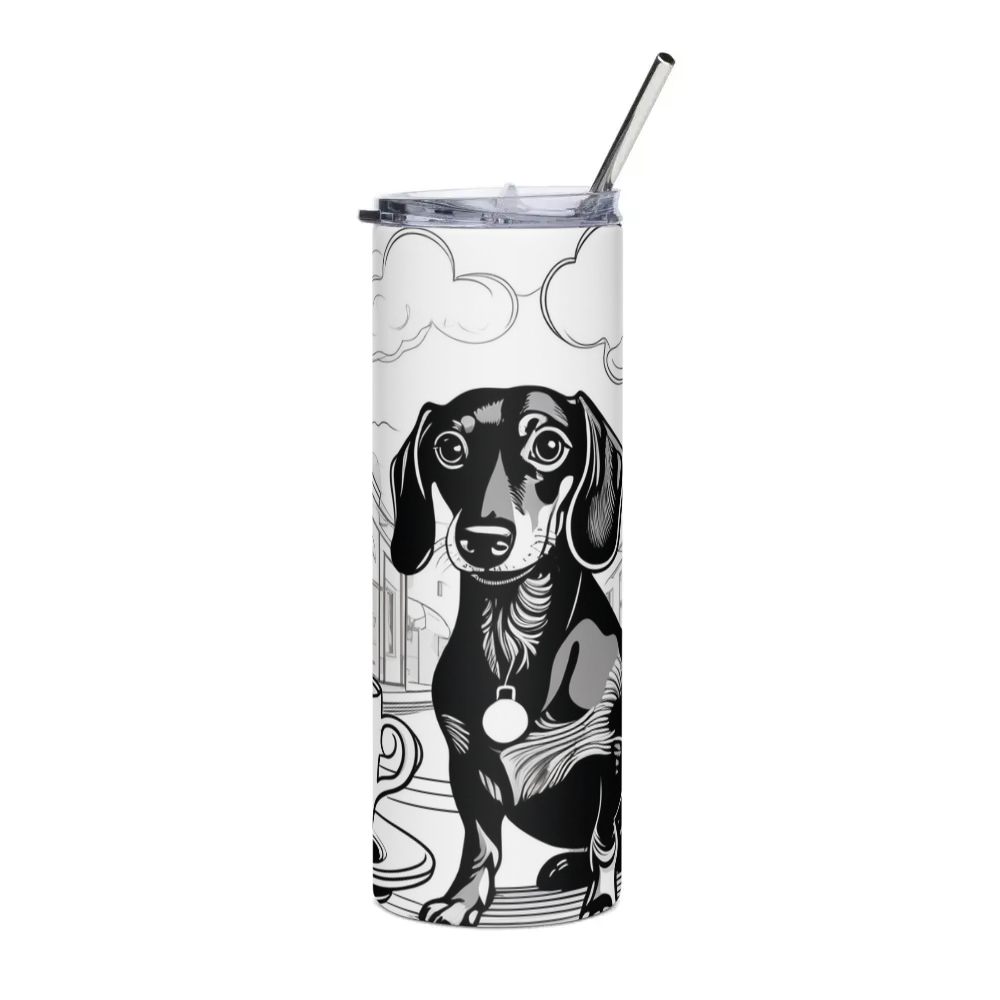 PugMug Custom Black Dachshund Stainless Steel Tumbler