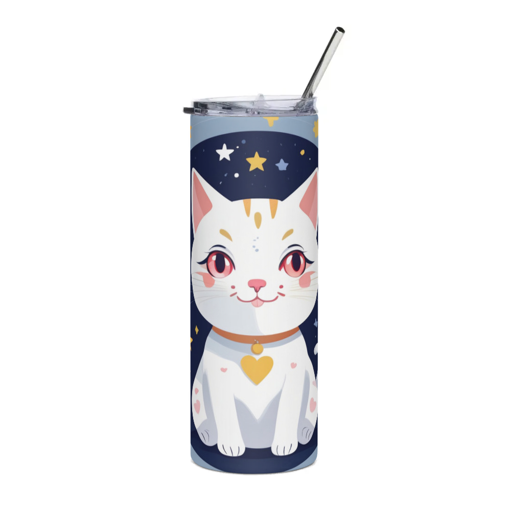 PugMug Custom White Companion Cat Stainless Steel Tumbler