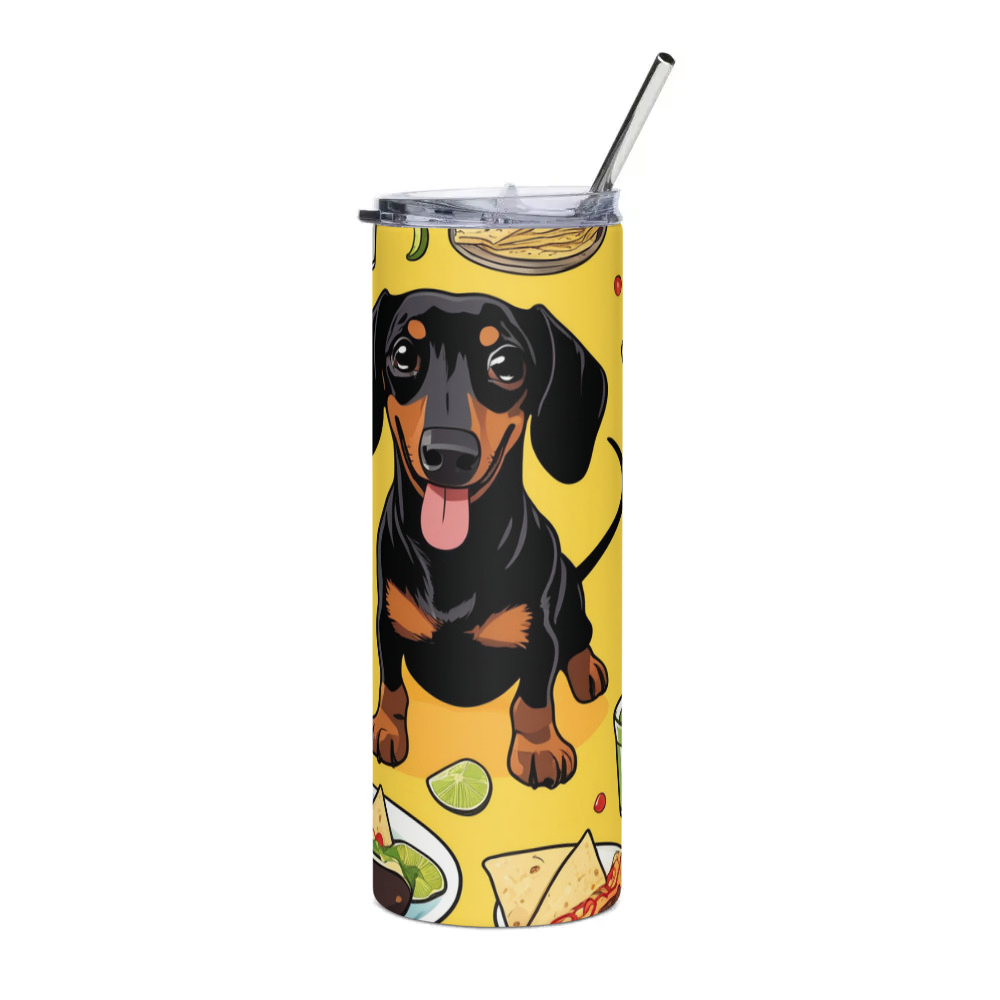 PugMug Custom Black Dachshund Stainless Steel Tumbler