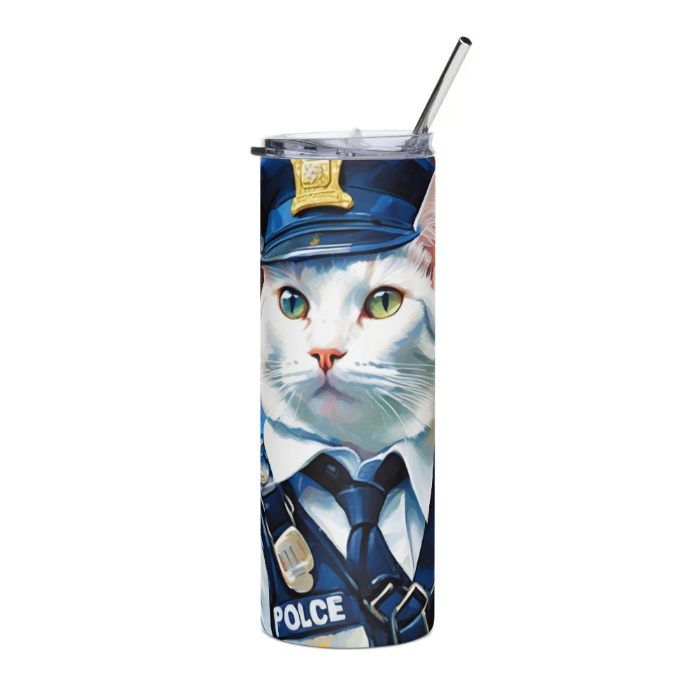 PugMug Custom White Companion Cat Stainless Steel Tumbler