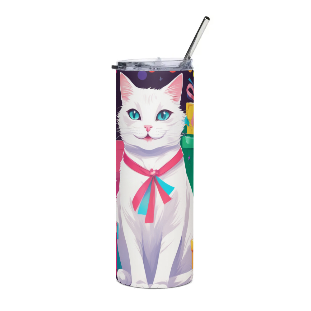 PugMug Custom White Companion Cat Stainless Steel Tumbler