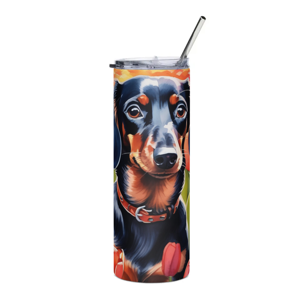 PugMug Custom Black Dachshund Stainless Steel Tumbler