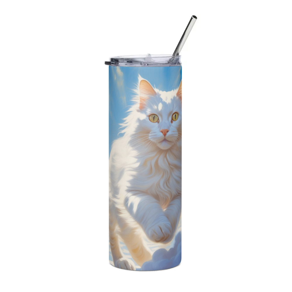 PugMug Custom White Companion Cat Stainless Steel Tumbler
