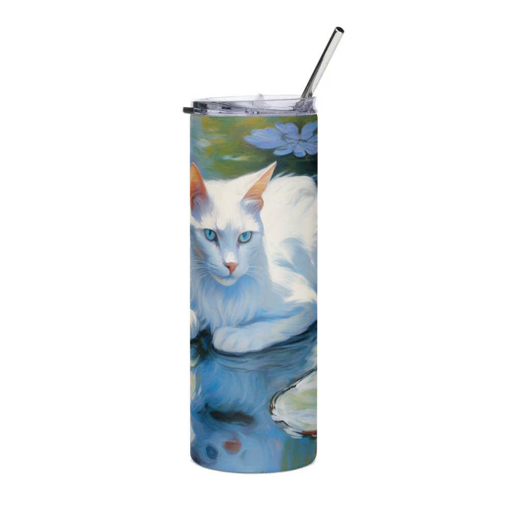 PugMug Custom White Companion Cat Stainless Steel Tumbler
