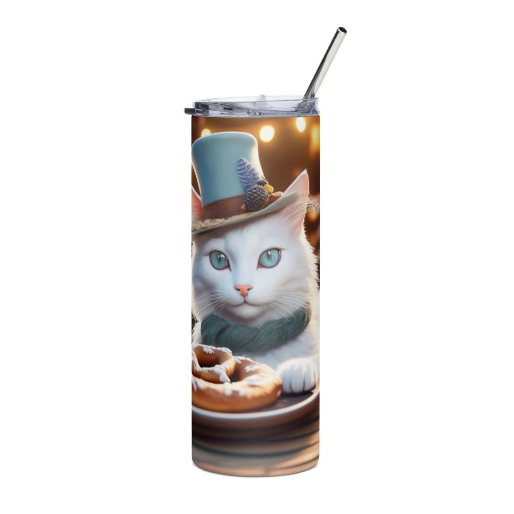 PugMug Custom White Companion Cat Stainless Steel Tumbler