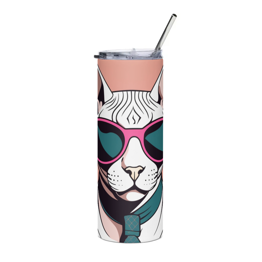 PugMug Custom White Sphynx Cat Stainless Steel Tumbler
