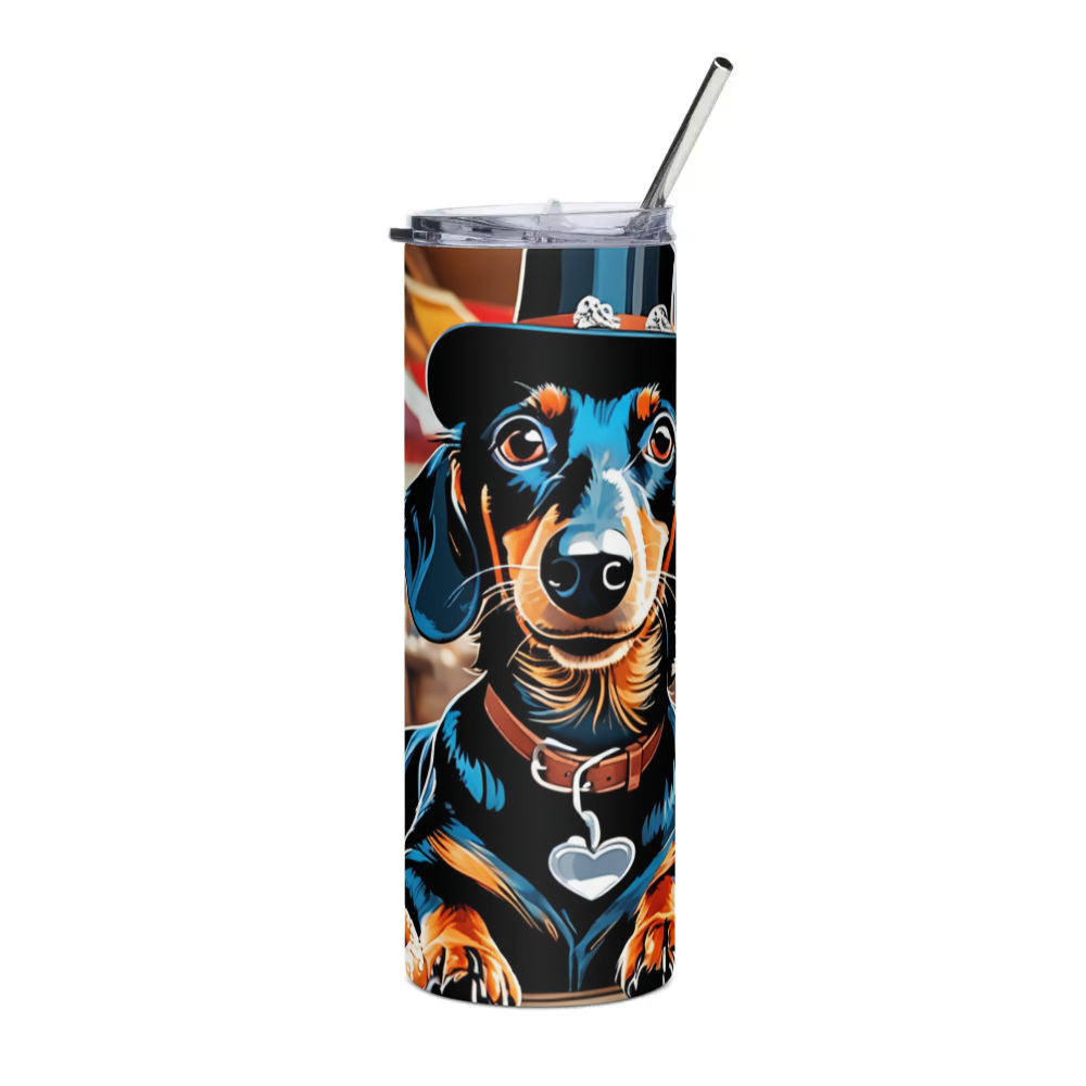 PugMug Custom Black Dachshund Stainless Steel Tumbler