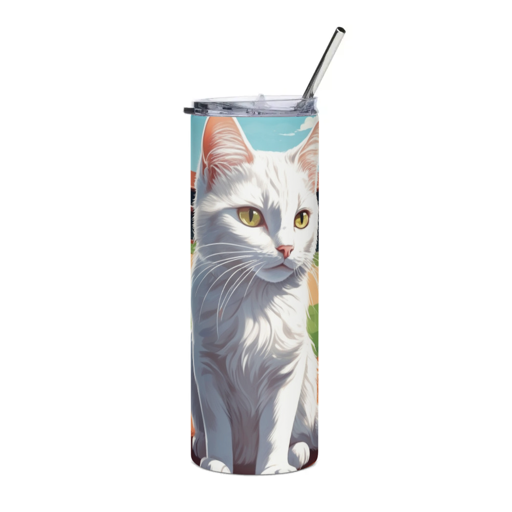 PugMug Custom White Companion Cat Stainless Steel Tumbler