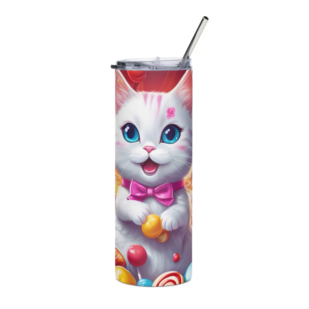 PugMug Custom White Companion Cat Stainless Steel Tumbler