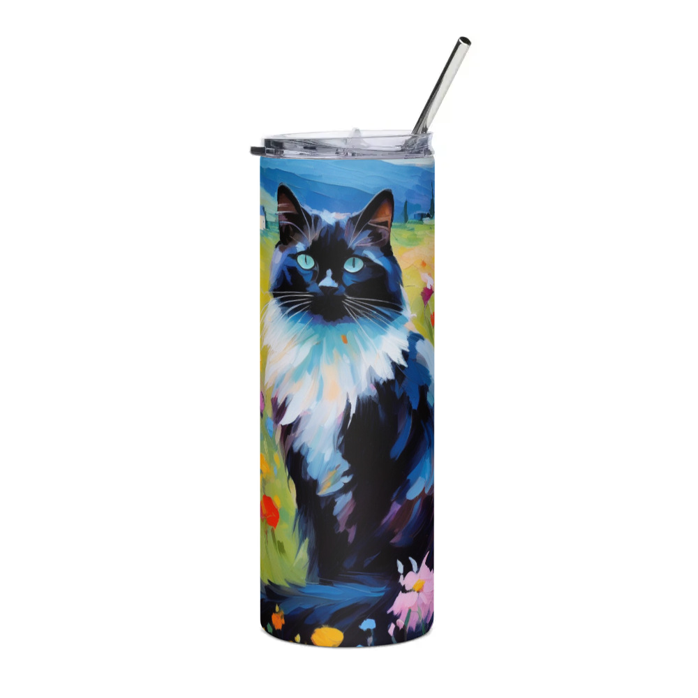 PugMug Custom Black Ragdoll Cat Stainless Steel Tumbler