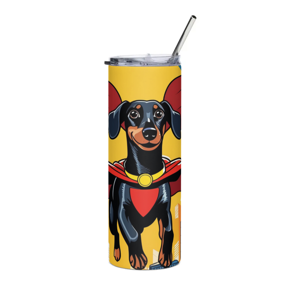 PugMug Custom Black Dachshund Stainless Steel Tumbler