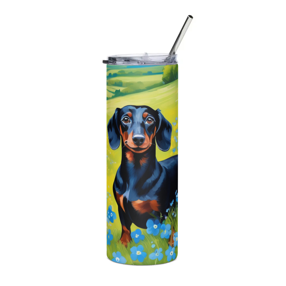 PugMug Custom Black Dachshund Stainless Steel Tumbler