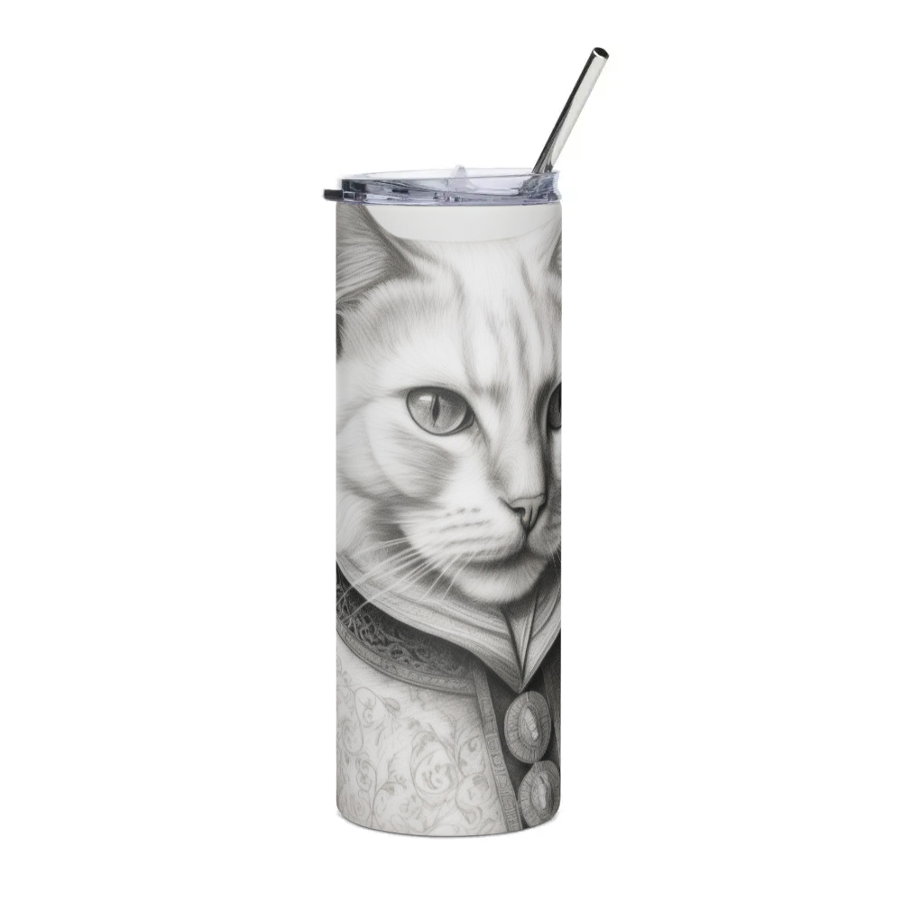 PugMug Custom White Companion Cat Stainless Steel Tumbler