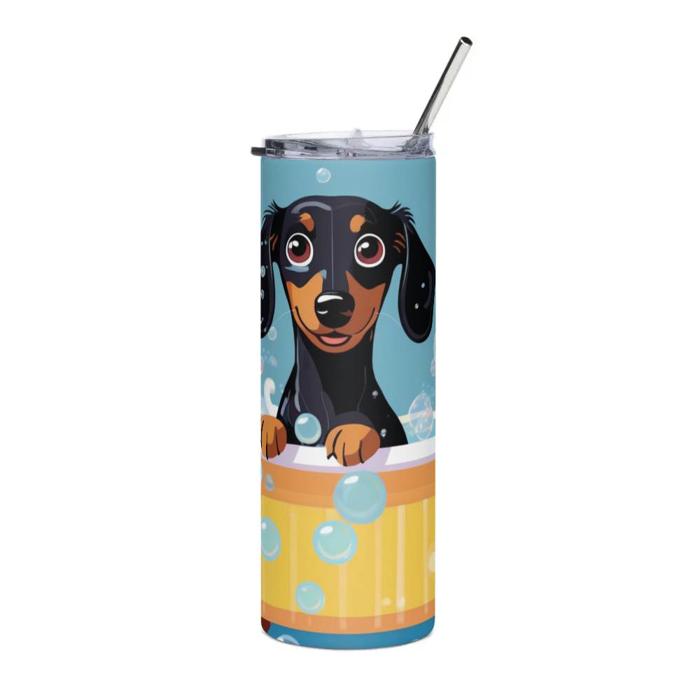 PugMug Custom Black Dachshund Stainless Steel Tumbler