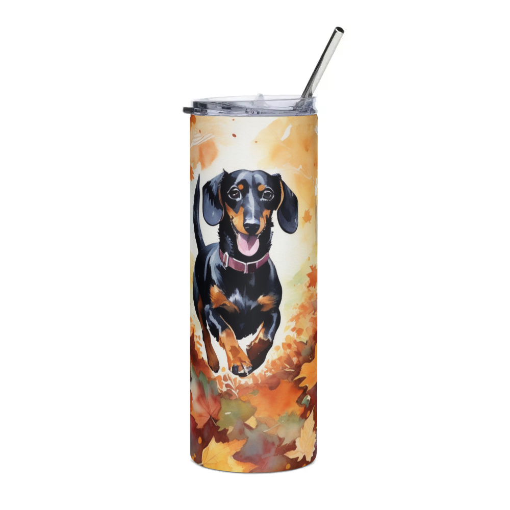 PugMug Custom Black Dachshund Stainless Steel Tumbler
