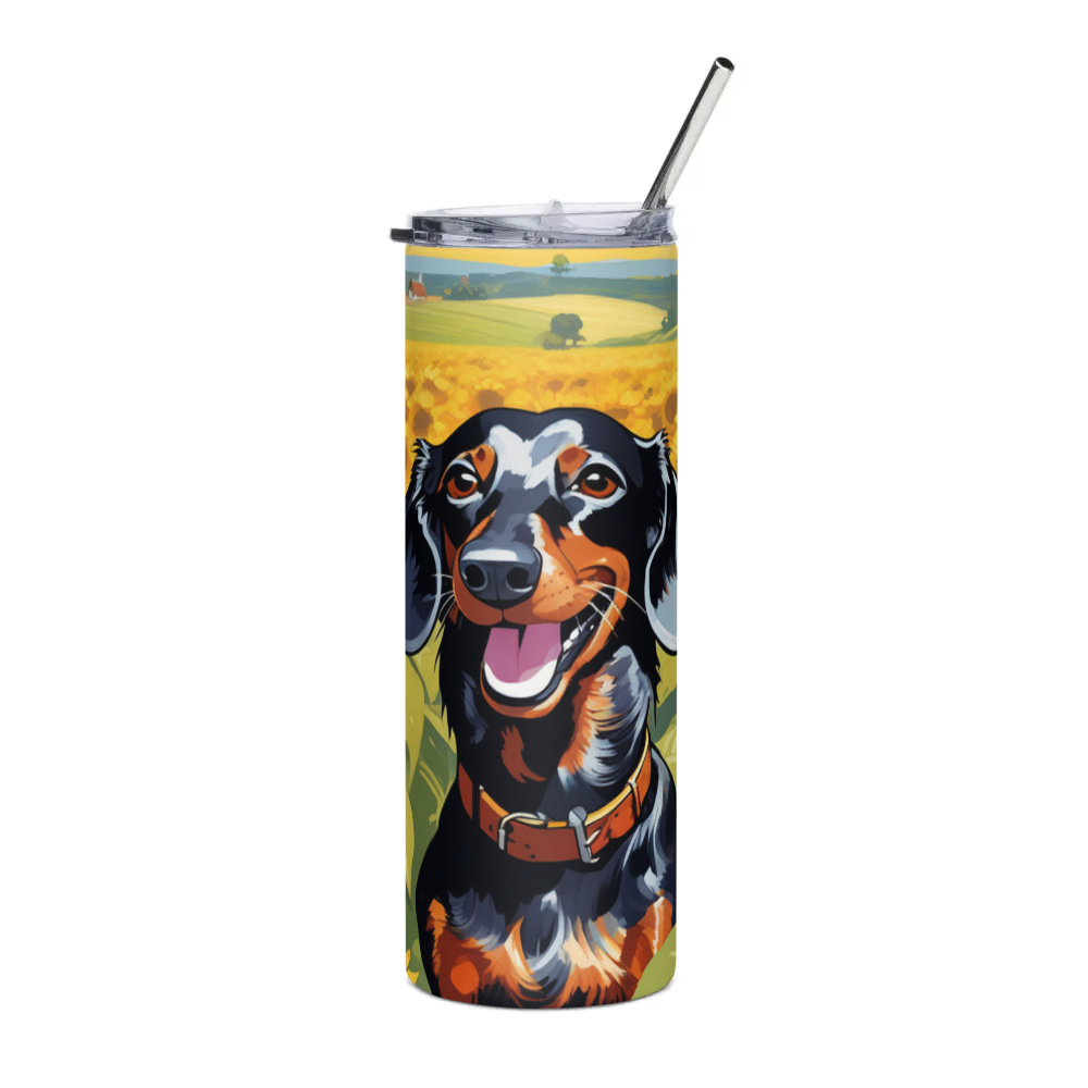 PugMug Custom Black Dachshund Stainless Steel Tumbler