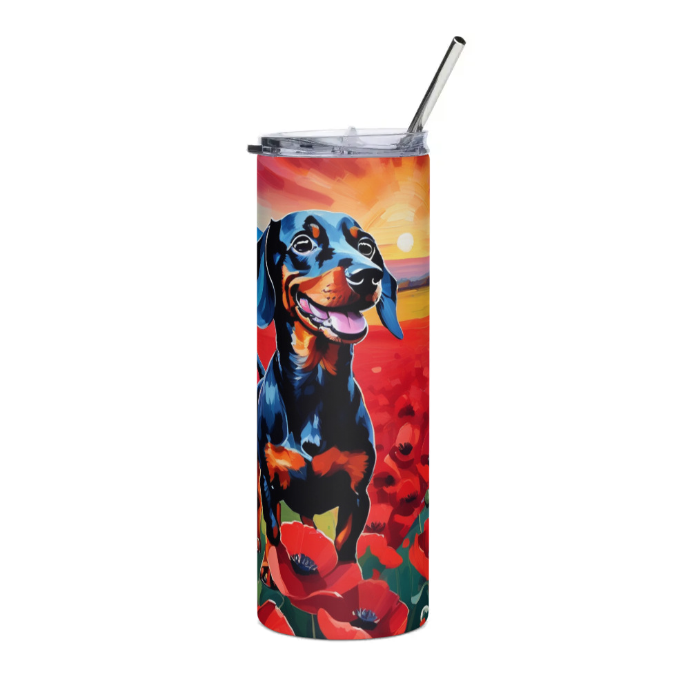 PugMug Custom Black Dachshund Stainless Steel Tumbler