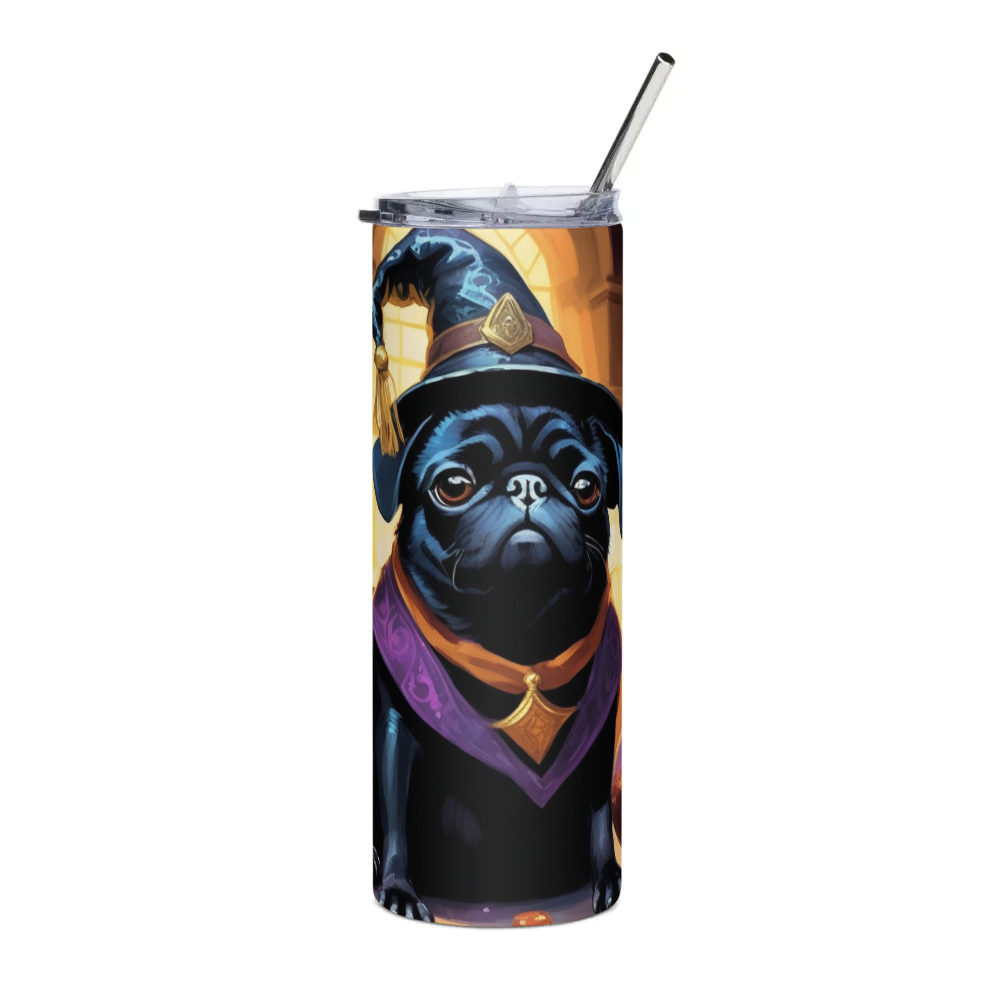 PugMug Custom Black Pug Stainless Steel Tumbler