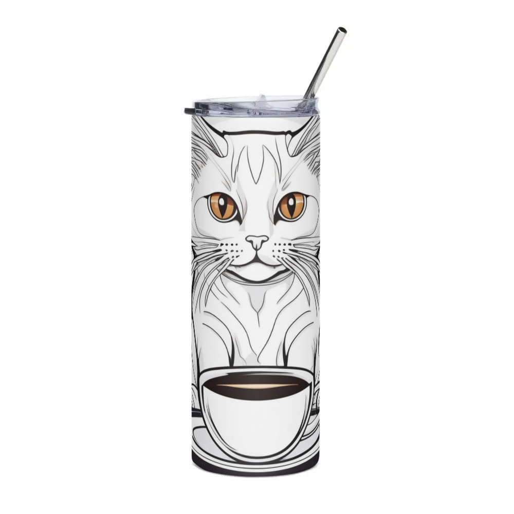 PugMug Custom White Companion Cat Stainless Steel Tumbler