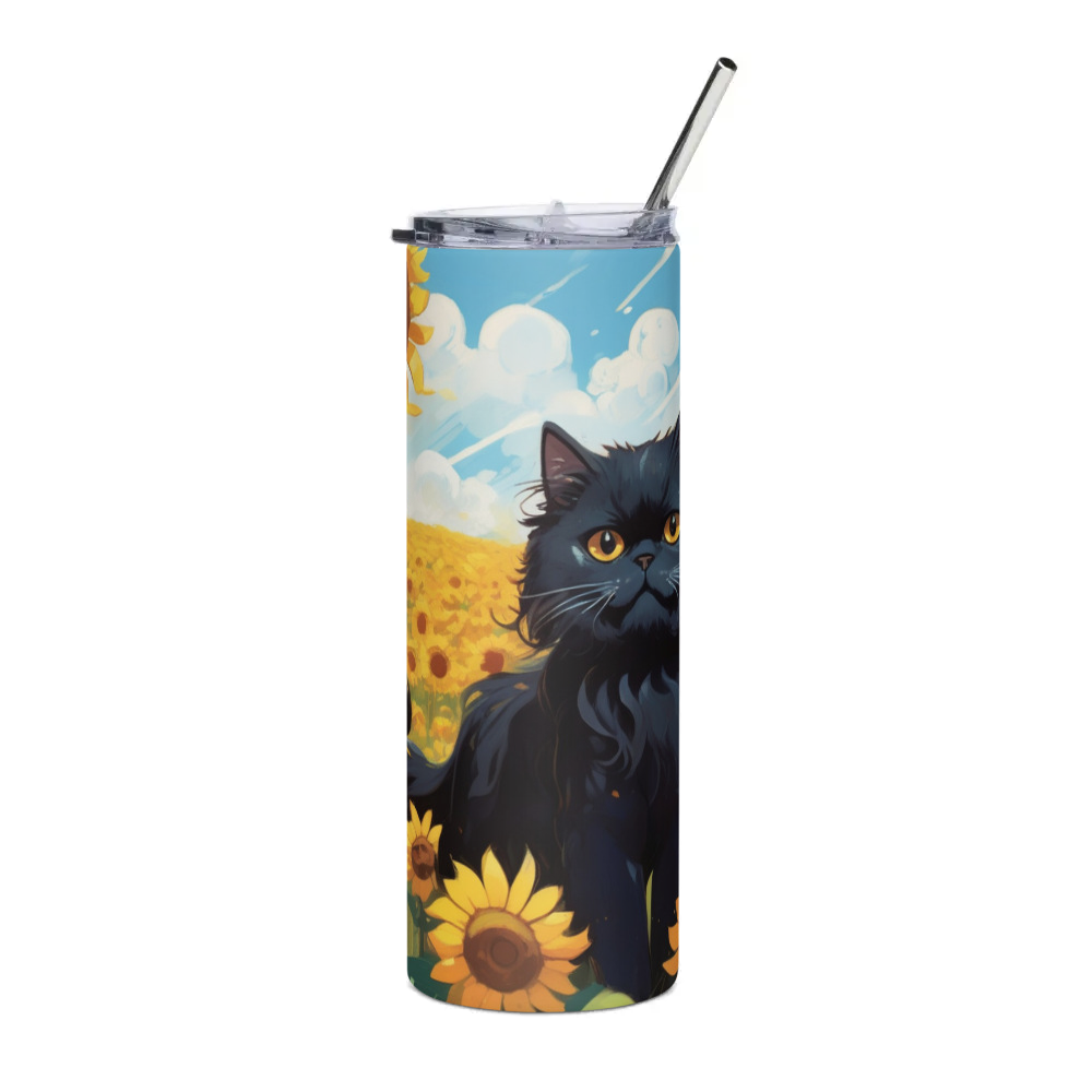 PugMug Custom Black Persian Cat Stainless Steel Tumbler