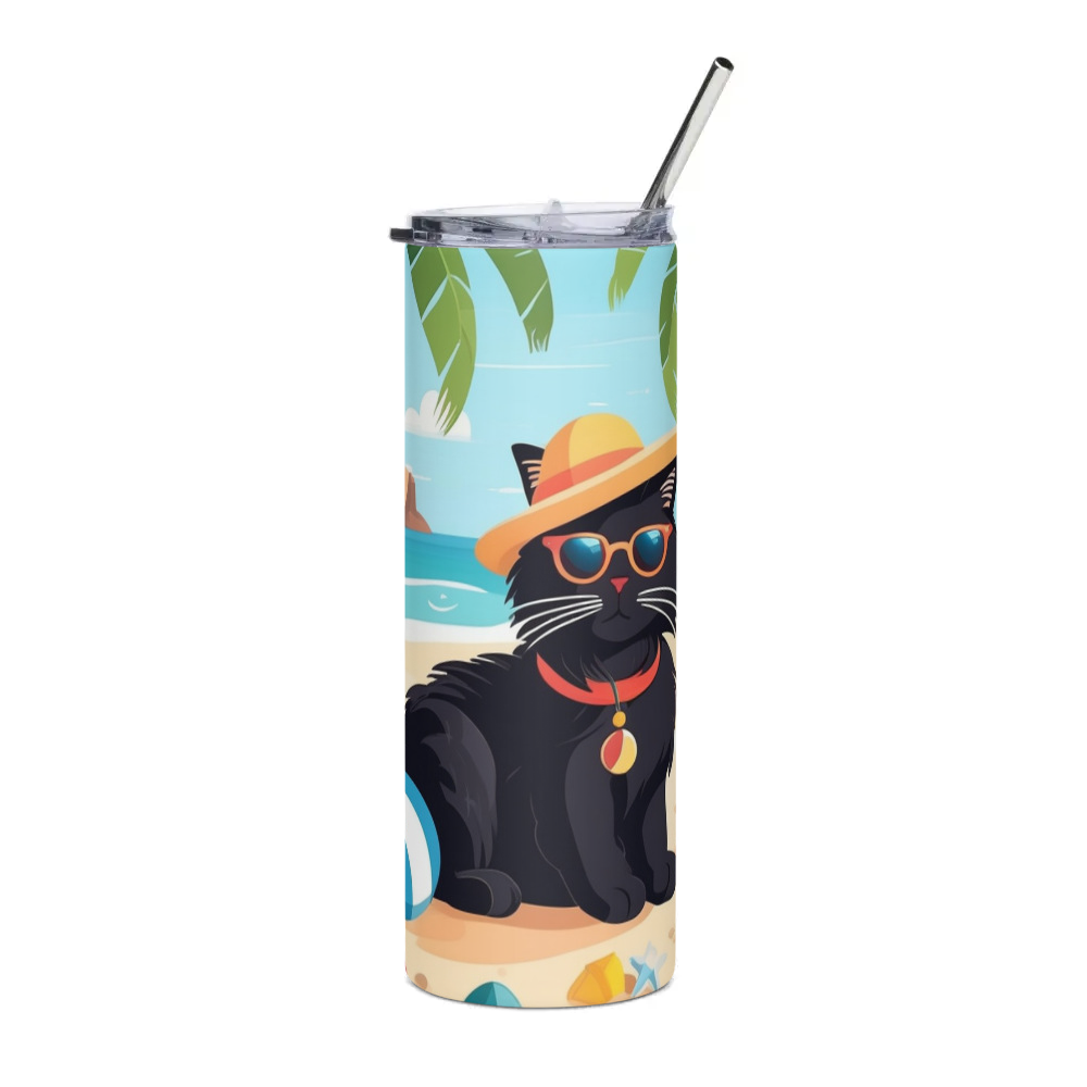 PugMug Custom Black Ragdoll Cat Stainless Steel Tumbler
