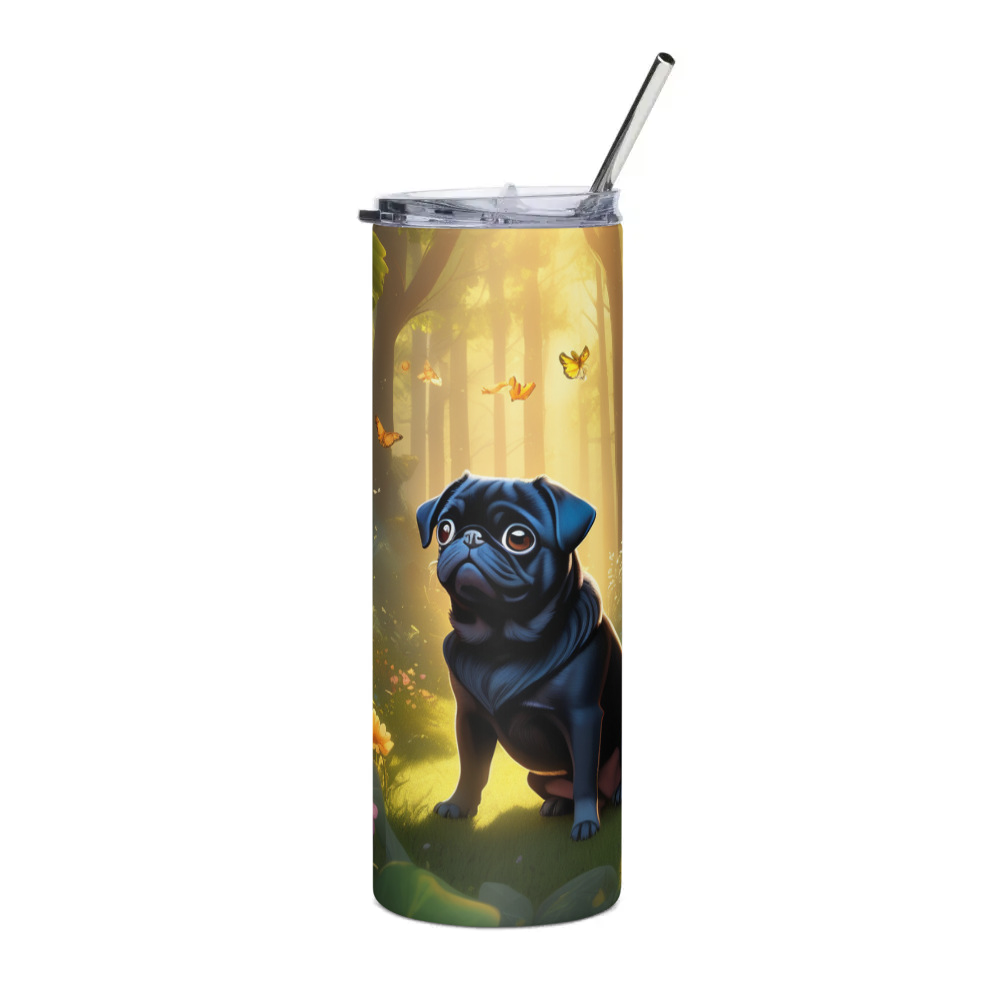 PugMug Custom Black Pug Stainless Steel Tumbler
