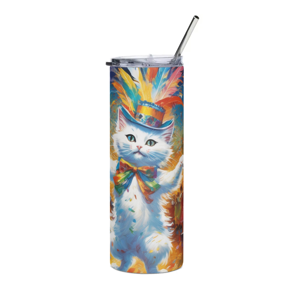 PugMug Custom White Companion Cat Stainless Steel Tumbler