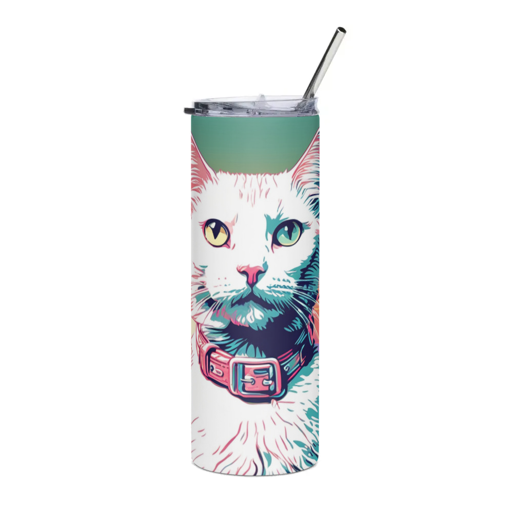 PugMug Custom White Companion Cat Stainless Steel Tumbler