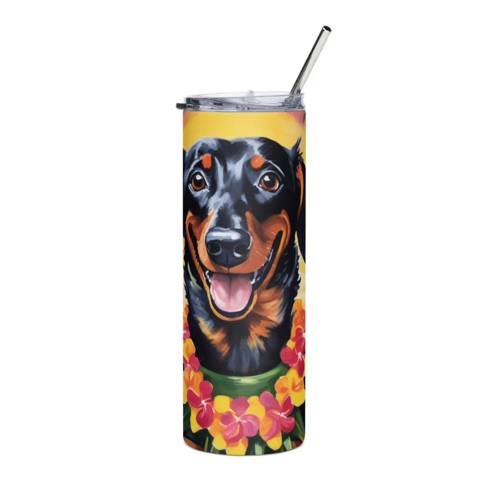 PugMug Custom Black Dachshund Stainless Steel Tumbler
