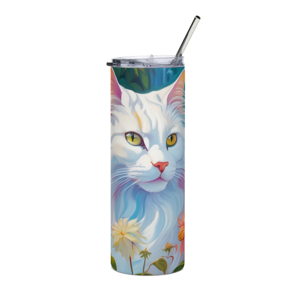 PugMug Custom White Companion Cat Stainless Steel Tumbler