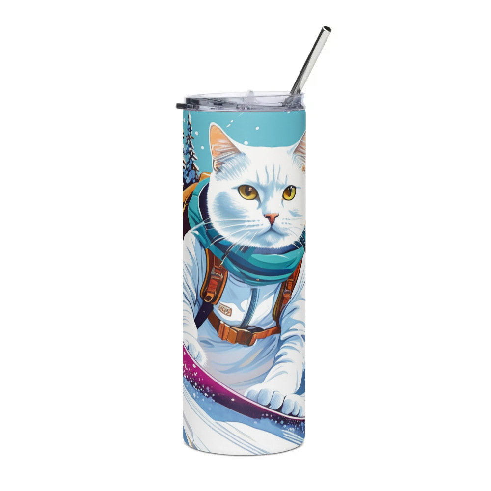 PugMug Custom White Companion Cat Stainless Steel Tumbler