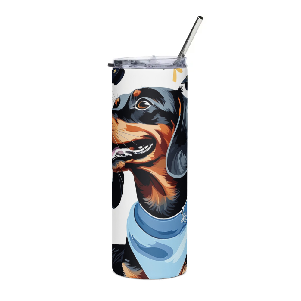 PugMug Custom Black Dachshund Stainless Steel Tumbler