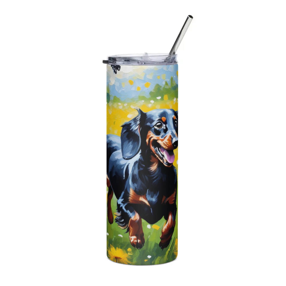 PugMug Custom Black Dachshund Stainless Steel Tumbler