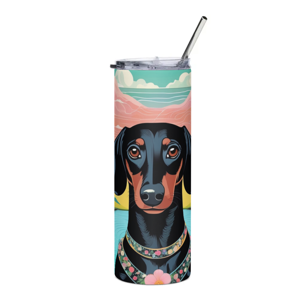 PugMug Custom Black Dachshund Stainless Steel Tumbler