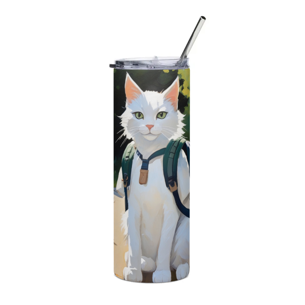PugMug Custom White Companion Cat Stainless Steel Tumbler
