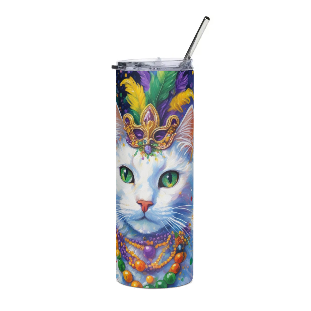 PugMug Custom White Companion Cat Stainless Steel Tumbler