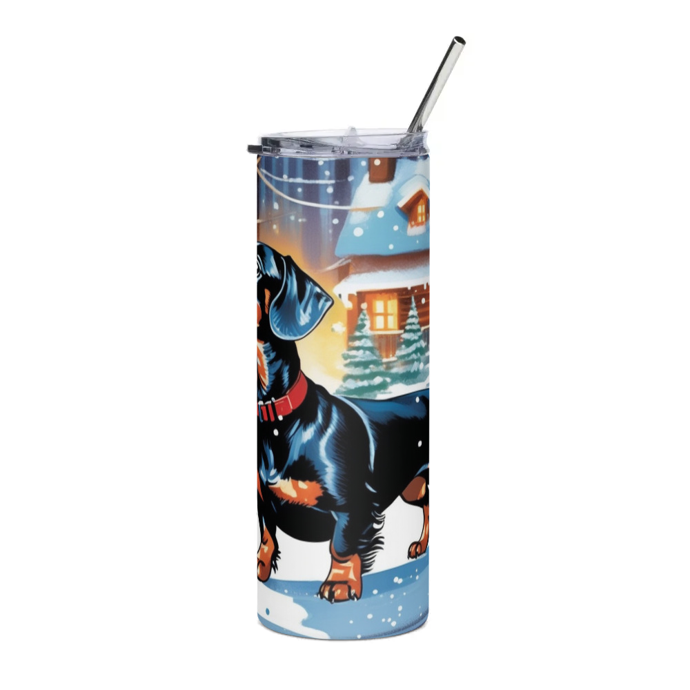 PugMug Custom Black Dachshund Stainless Steel Tumbler