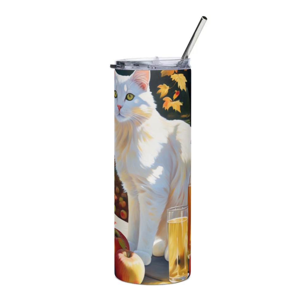 PugMug Custom White Companion Cat Stainless Steel Tumbler